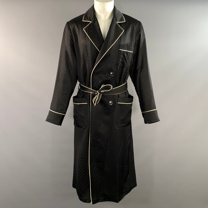 DRIES VAN NOTEN Size 38 Black White Jacquard Viscose Polyester Robe