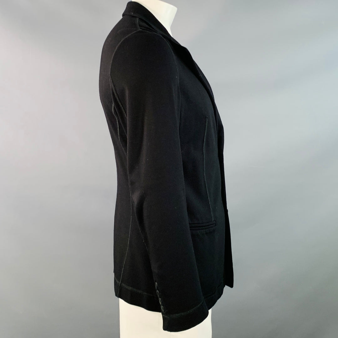 EMPORIO ARMANI Size L Regular Black Viscose Blend Notch Lapel Jacket