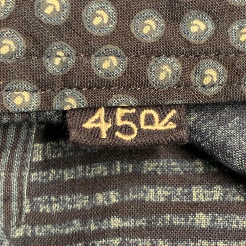 45rpm Size S Indigo Blue Cotton Mixed Patterns Print Blouse