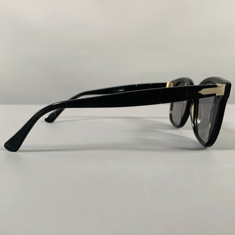 PERSOL Black Silver Acetate Square Sunglasses