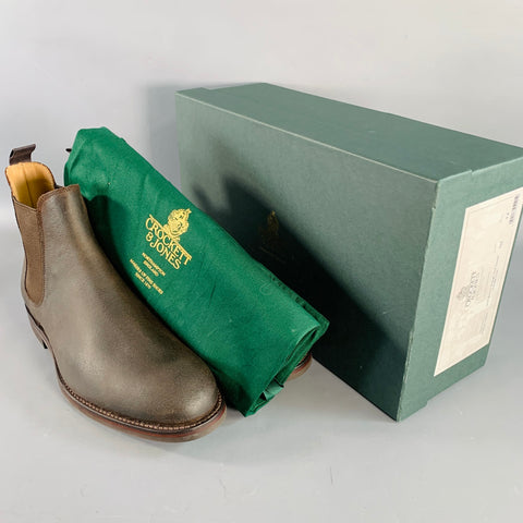 CROCKETT & JONES Size 10 Brown Roughout Suede Ankle Chelsea Boots