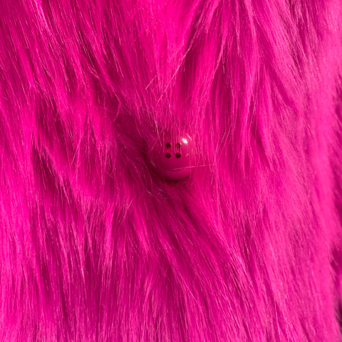STAND STUDIO Size M Pink Modacrylic Blend Textured Faux Fur Coat