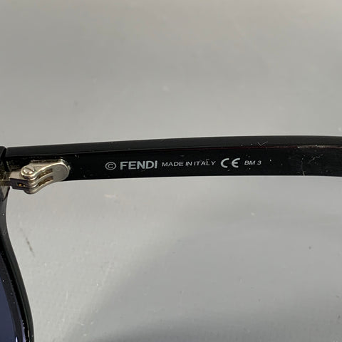 FENDI Black Orange Acetate Square Full Frame Sunglasses