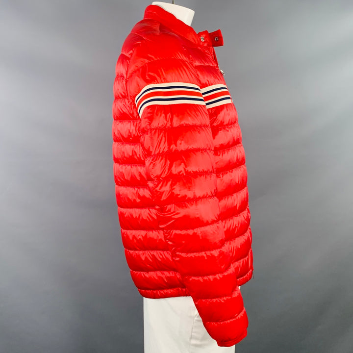 MONCLER Size XXXL Renald Red White Blue Quilted Nylon Jacket