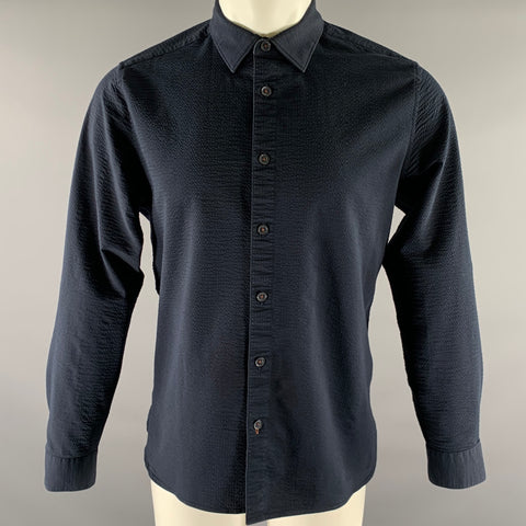 TED BAKER Size S Navy Cotton Blend Button Down Long Sleeve Shirt