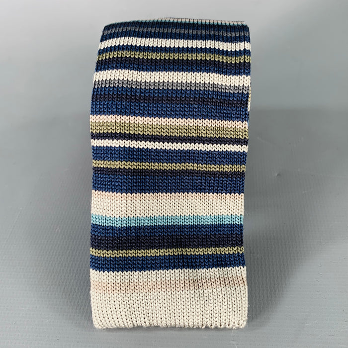PAUL SMITH Multi Color Stripe Silk Knit Tie