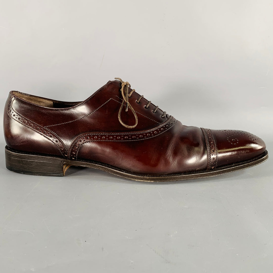 Salvatore Ferragamo Brogue Cap Toe Oxfords Men’s 10.5 D Brown Perforated Leather Ferragamo MAXIME Mens 10.5 D Brown Cap Toe Brogue Leather  main image 3