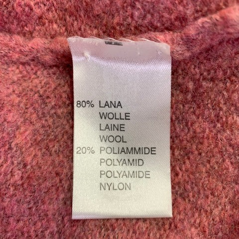 BLUMARINE Size 4 Pink Heather Wool Blend Fur Collar Cardigan