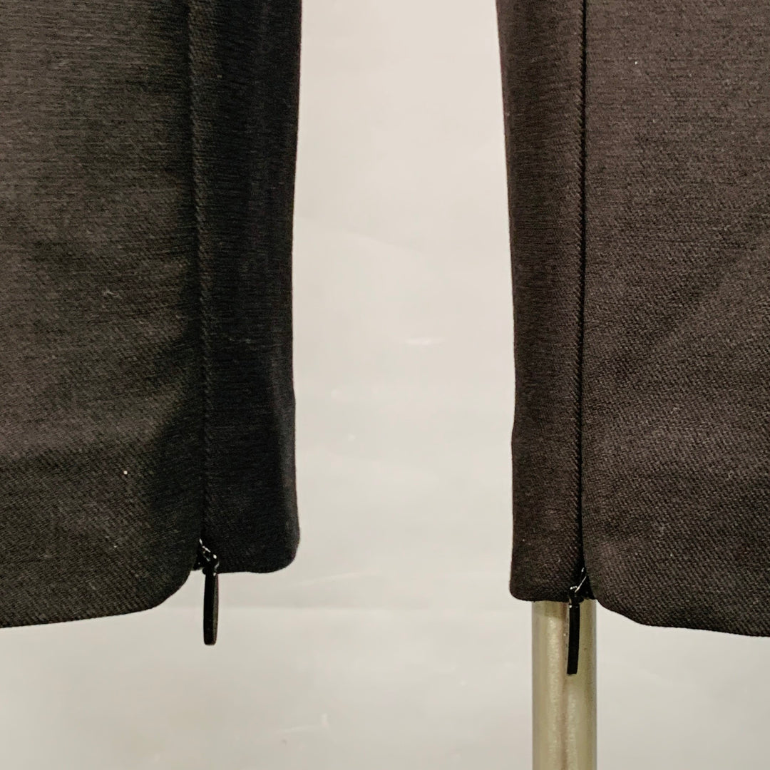 THE ROW Size 12 Black Cotton Blend Twill Ankle Zips Tapered Dress Pants