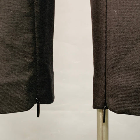 THE ROW Size 12 Black Cotton Blend Twill Ankle Zips Tapered Dress Pants