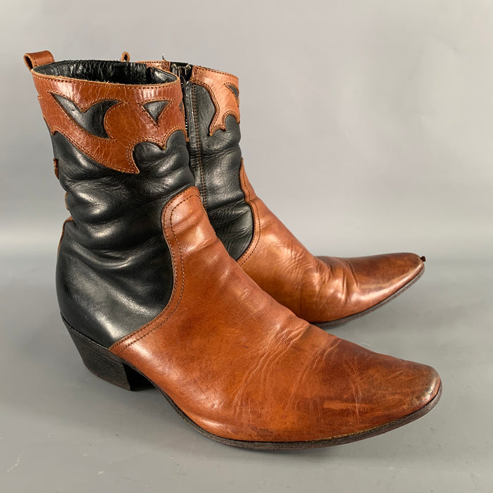 HAIDER ACKERMANN Size 9 Brown Black Leather Boots
