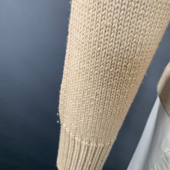 GRP Size L Beige Knit Merino Wool Turtleneck Sweater