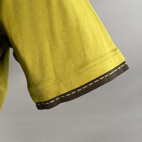 HERMES Size XXL Green Moss Contrast Trim Cotton Crew Neck T-shirt