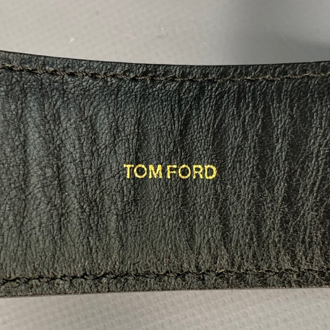 Ceinture TOM FORD en cuir grainé noir et argent, taille 36