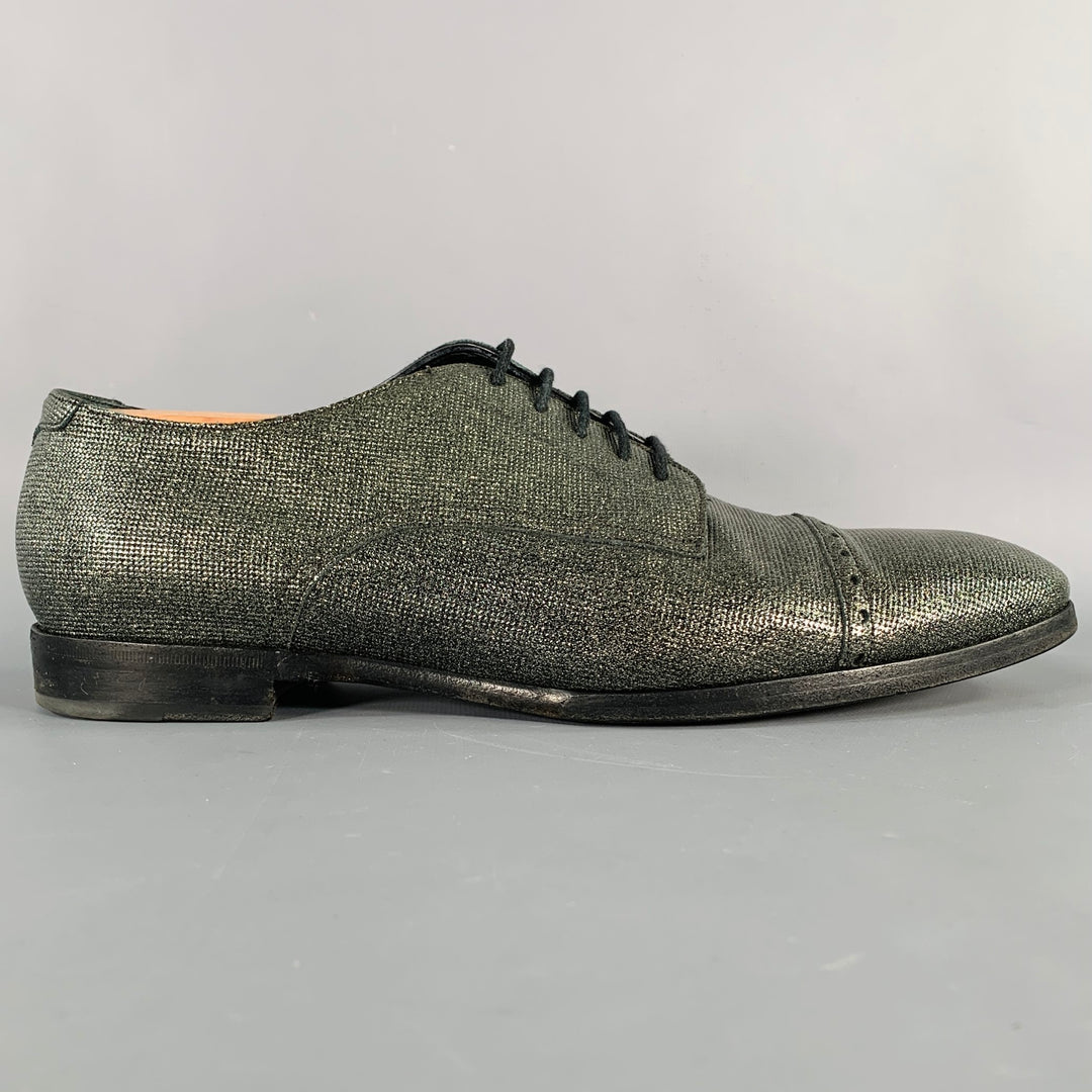 JIMMY CHOO Size 11 Grey Metallic Derby Lace-Up Shoes