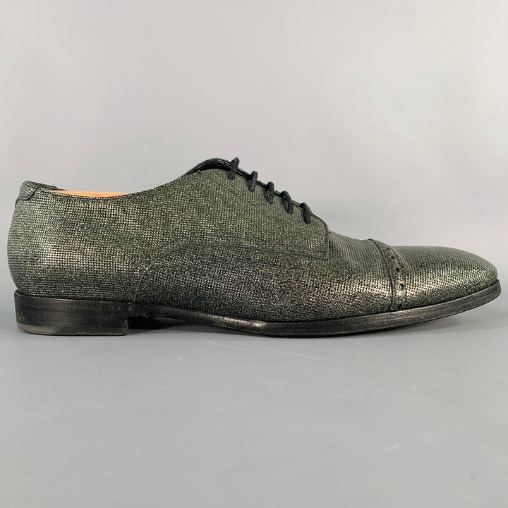JIMMY CHOO Size 11 Grey Metallic Derby Lace-Up Shoes