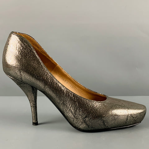 DRIES VAN NOTEN Size 9 Silver Leather Platform Pumps