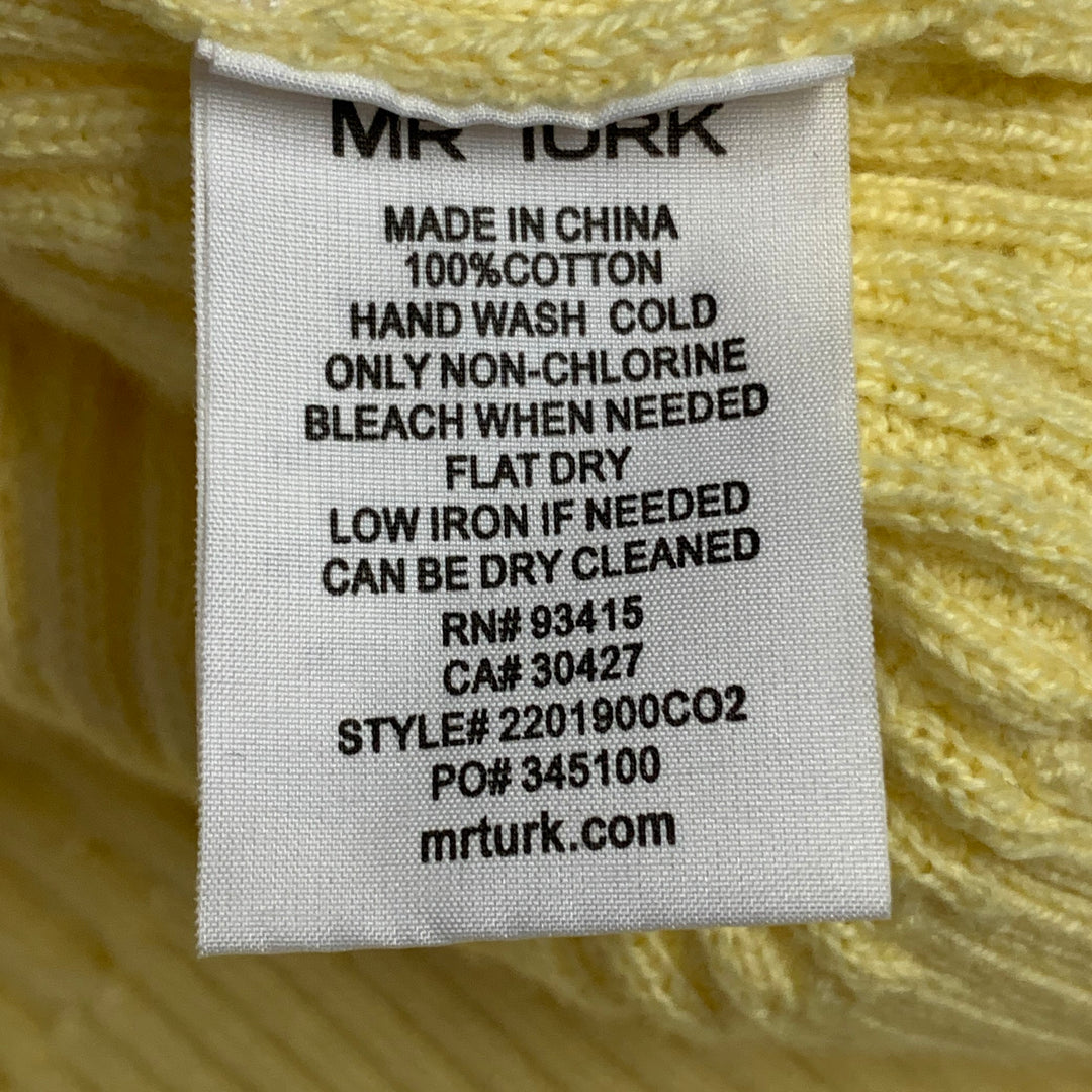 MR TURK Size M Yellow Cable Knit Cotton Polo