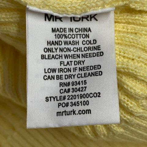 MR TURK Size M Yellow Cable Knit Cotton Polo