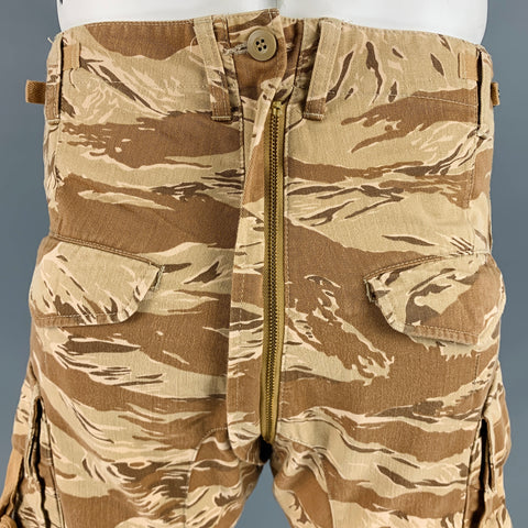COMME des GARCONS Size L Beige Brown Camo Cotton Drop Crotch Casual Pants