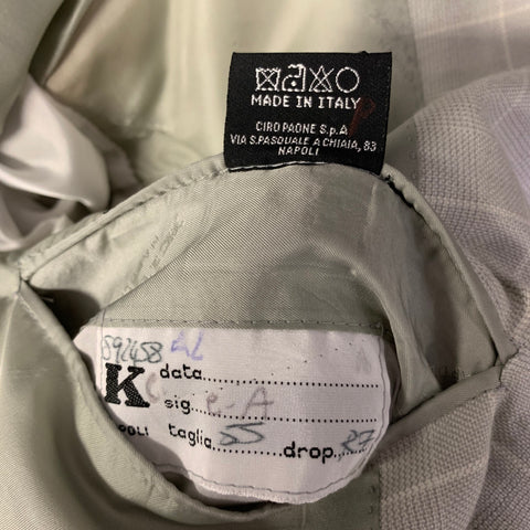 KITON Size 45 Grey Window Pane Cashmere Notch Lapel Sport Coat