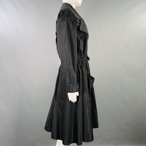 LAGERFELD Size 8 Black Silk Coat