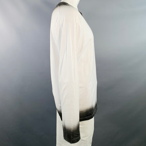 ISABEL BENENATO Taille XL Pull col rond en coton dégradé blanc gris