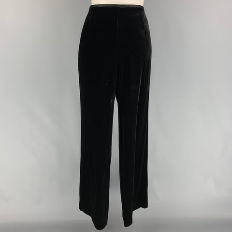 ARMANI COLLEZIONI Size 8 Black Velvet Wide Leg Dress Pants