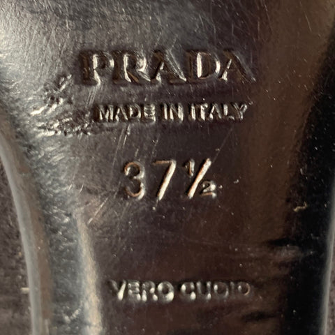 PRADA Size 7.5 Black Suede Beaded Embellishment Heels Pumps