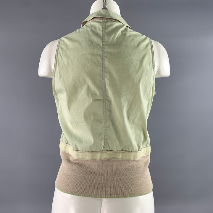 BRUNELLO CUCINELLI Size S Tan Mint Cotton Polyamide Sleeveless Casual Top