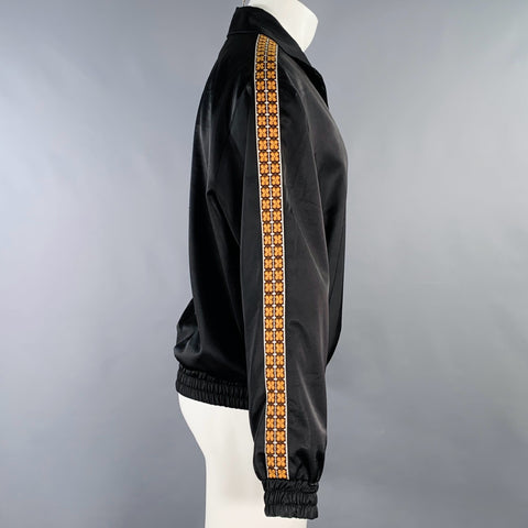 CMMN SWDN Size 38 Bret Black Orange Polyester Blend Track Jacket