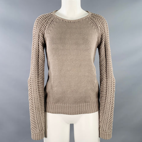 HELMUT LANG FW13 Size S Taupe Open Knit Crew Neck Sweater
