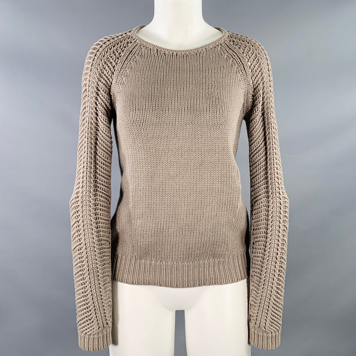 HELMUT LANG FW13 Size S Taupe Open Knit Crew Neck Sweater