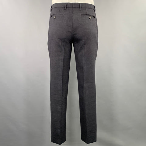BURBERRY PRORSUM Size 42 Black Charcoal Stripe Virgin Wool Suit