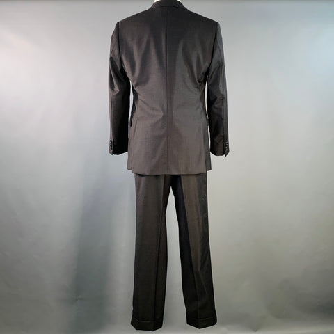 POLO by RALPH LAUREN Size 40 Regular Black Glenplaid Virgin Wool Notch Lapel Suit