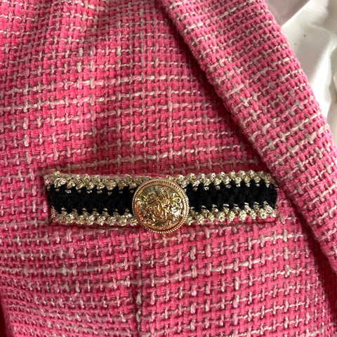 ORTTU Size XS Pink Gold Tweed Polyester Rayon Sport Coat