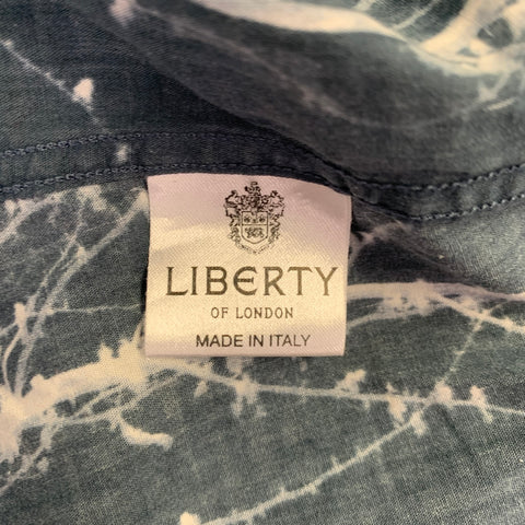 LIBERTY OF LONDON Size XL Navy White Abstract Cotton Long Sleeve Shirt