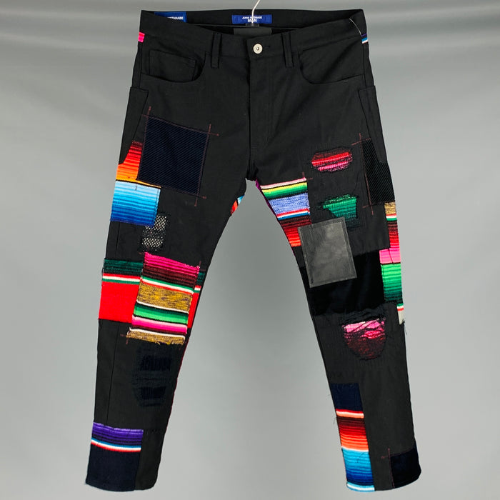 JUNYA WATANABE Size M Black Multi Color Sashiko Patches Casual Pants