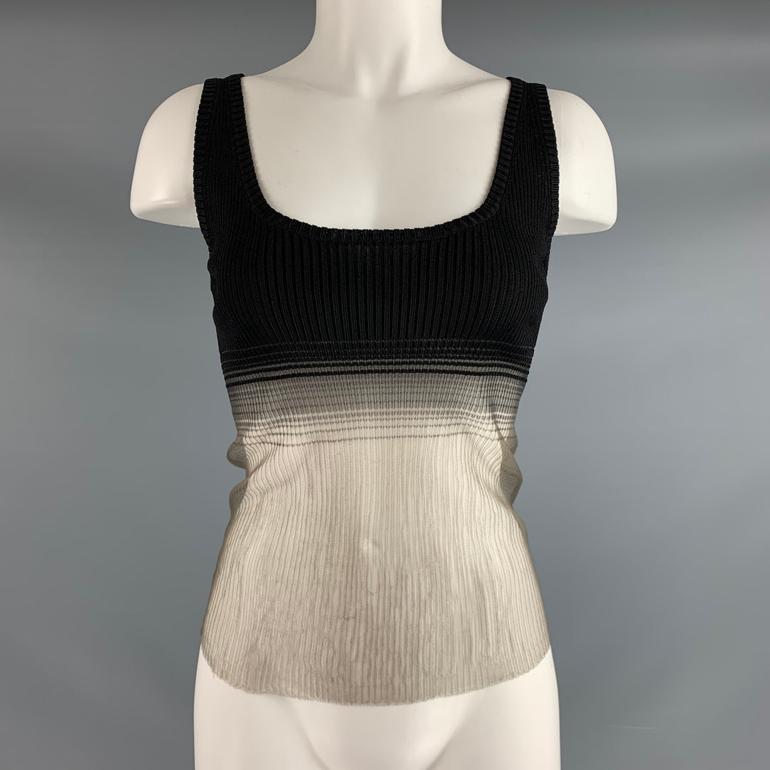 GRACE LING Size S/M Black Silver Viscose Blend See Through Tank Casual Top