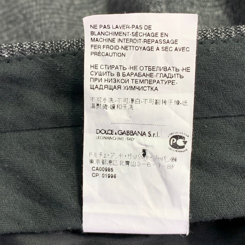 DOLCE & GABBANA Size 34 Grey Glenplaid Polyester Blend Tapered Zip Fly Dress Pants