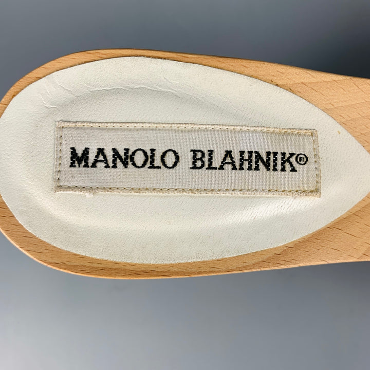 MANOLO BLAHNIK Size 8 Multi Color Suede Floral Applique Clog Sandals