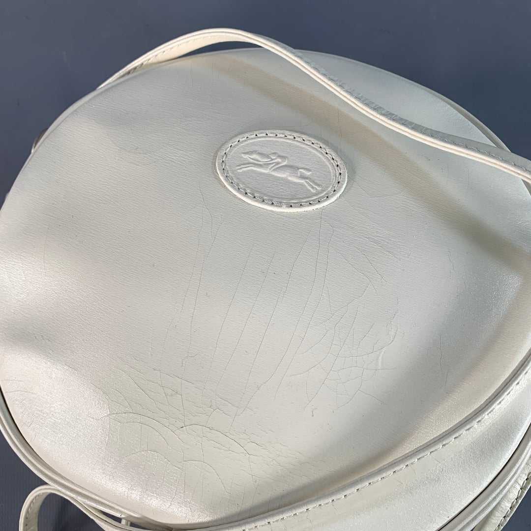 LONGCHAMP Vintage White Faux Leather Round Crossbody Handbag