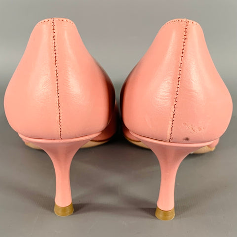 PRADA Size 7 Pink Leather Kitten Heel Pumps