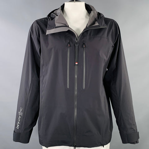 MONCLER Size XL Fuyens Black Polyamide Blend Zip Pockets Jacket