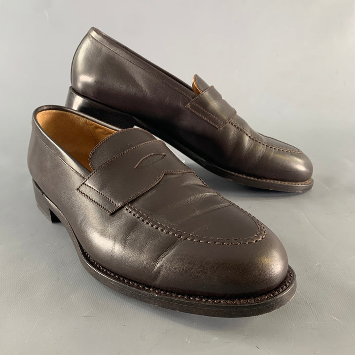 MORJAS Size 10 Brown Leather Penny Loafers