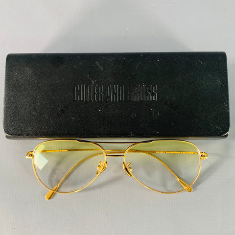 CUTLER AND GROSS Gold Yellow Metal Aviator Sunglasses Frames