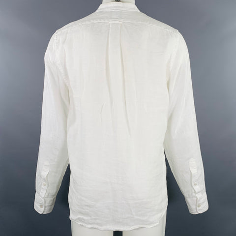 TODD SNYDER Size M White Linen One Pocket Long Sleeve Shirt