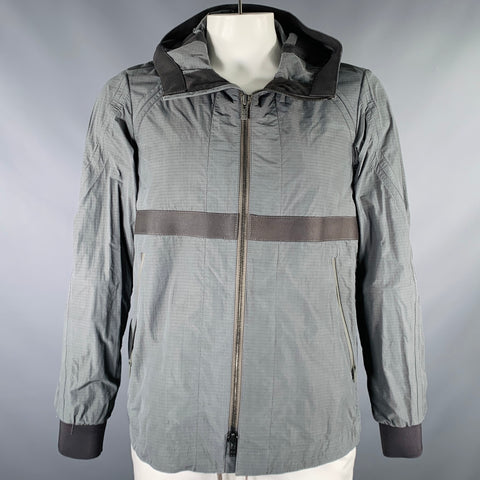 DEVOA Size L Grey Polyester Cotton Hooded Jacket