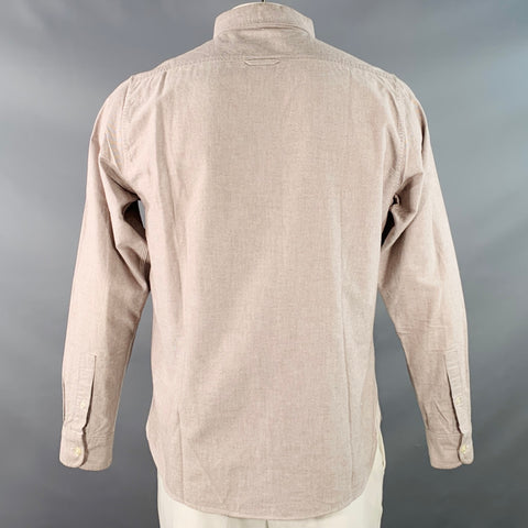 WINGS + HORNS Size L Grey Cotton One Pocket Button Down Collar Long Sleeve Shirt