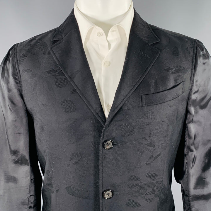 ALEXANDER MCQUEEN Size 40 Black Jacquard Wool Blend Sport Coat